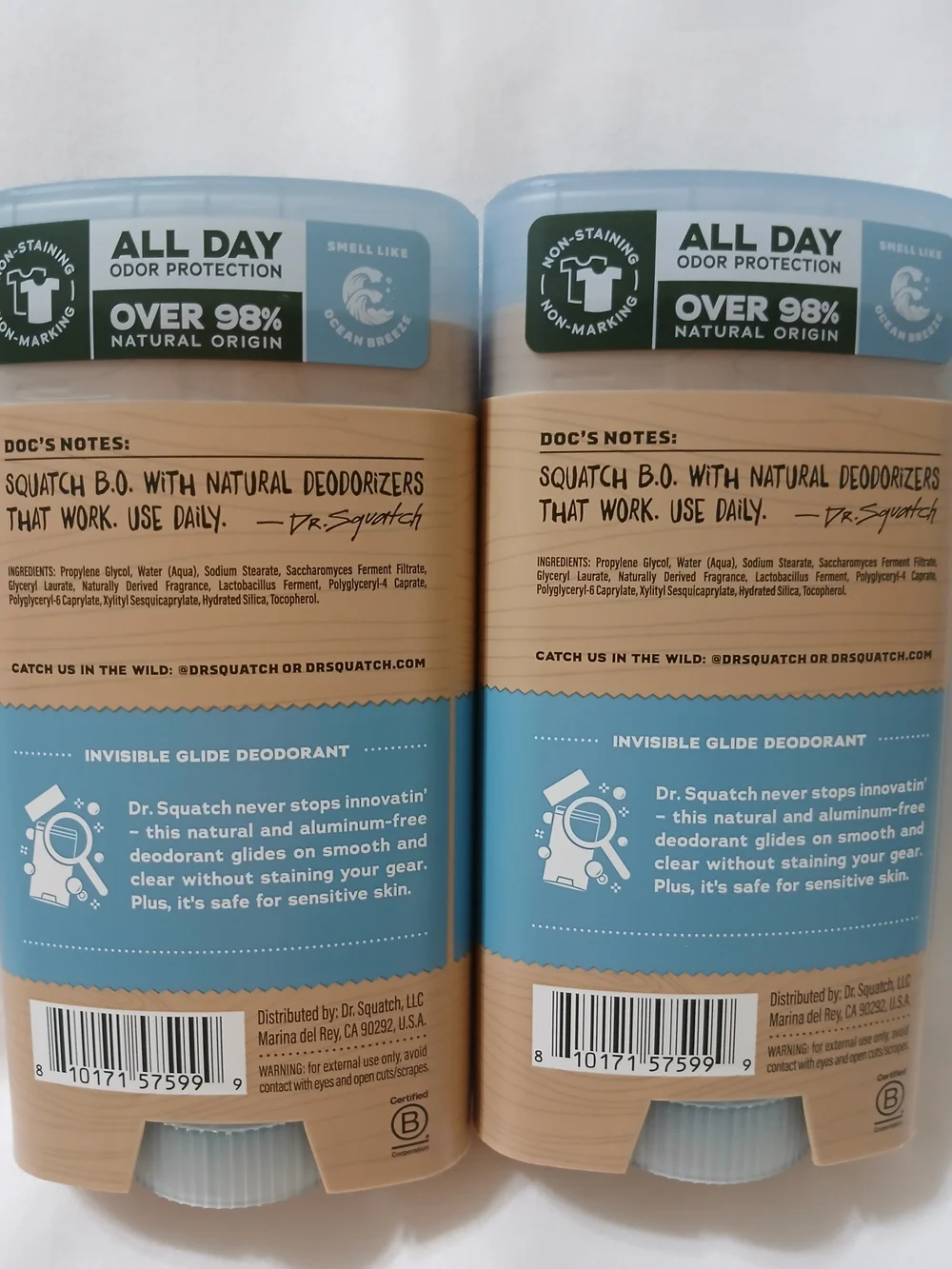 New- Dr Squatch-Coastal Mist Invisible Glide Deodorant for Men - Set Of 2.